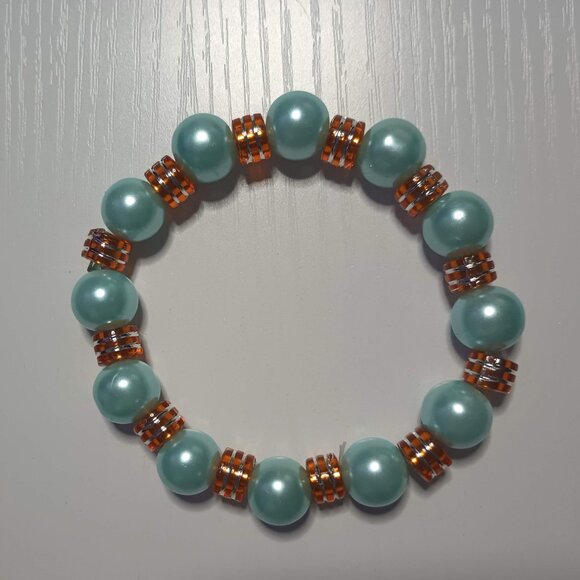 8" Chunky Bead Large Stretch Bracelet Fun Bright Colors Fits Plus Size Wrist - Picture 10 of 14